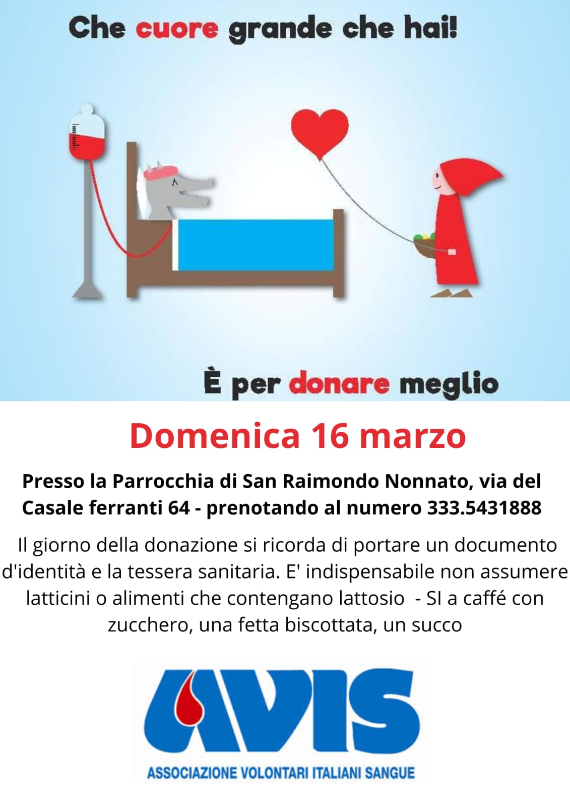 Donazione del sangue 16 marzo